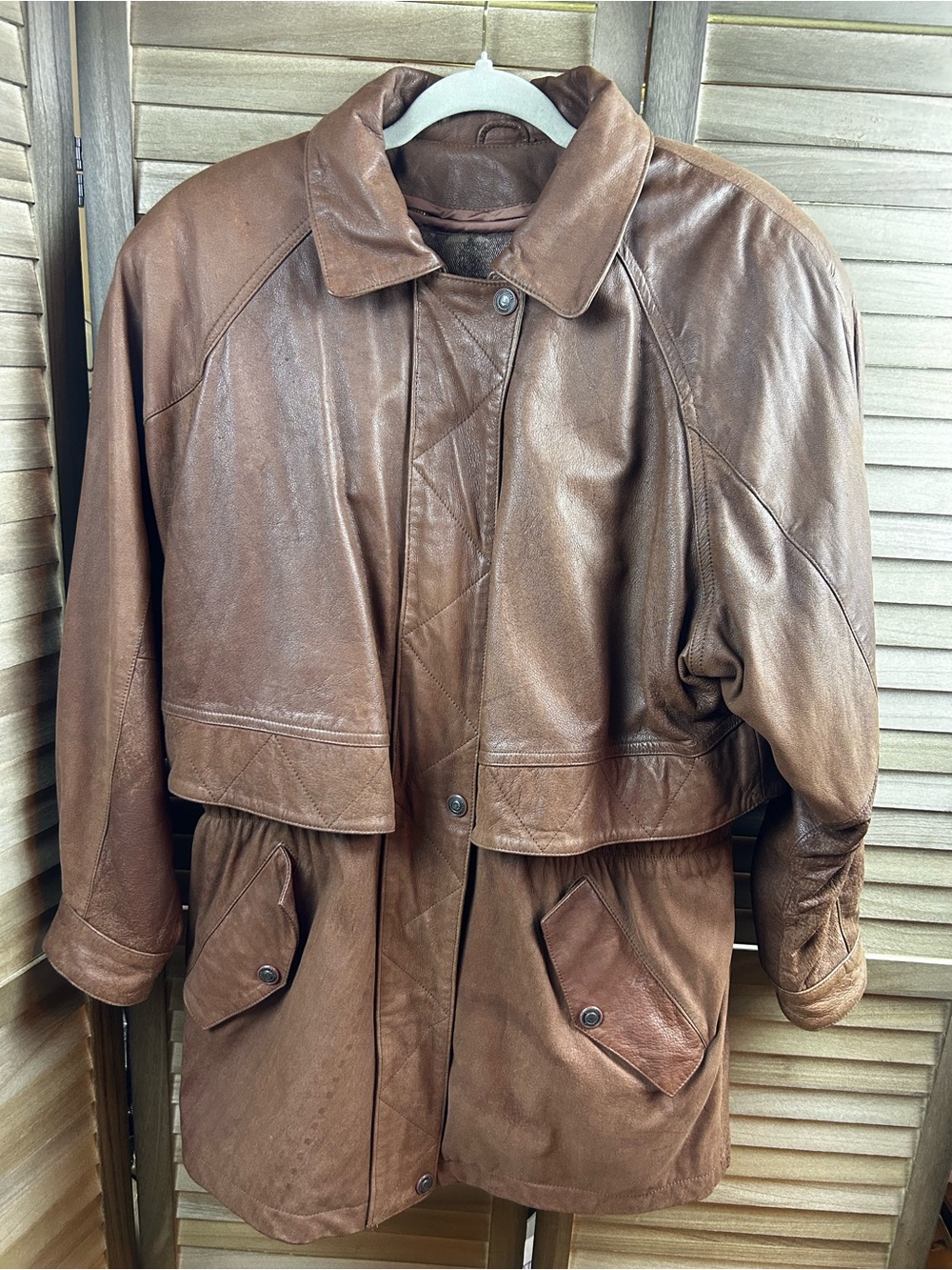 Adventure Bound Brown Genuine Leather Coat M Thinsulate Liner Hood + Gloves